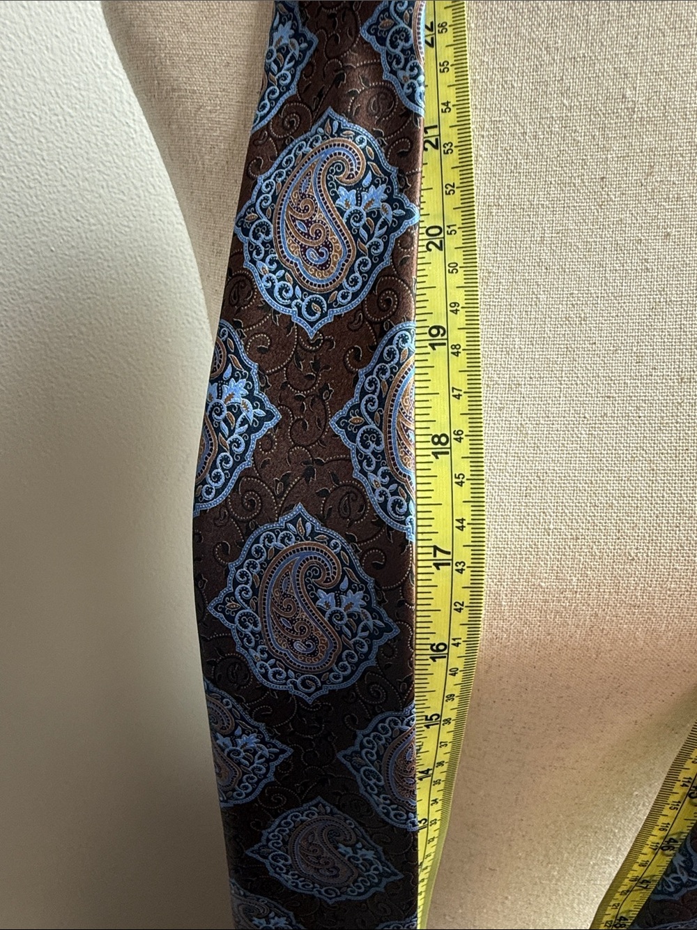 Ermenegildo Zegna Brown Paisley Tie with Light Blue Accents